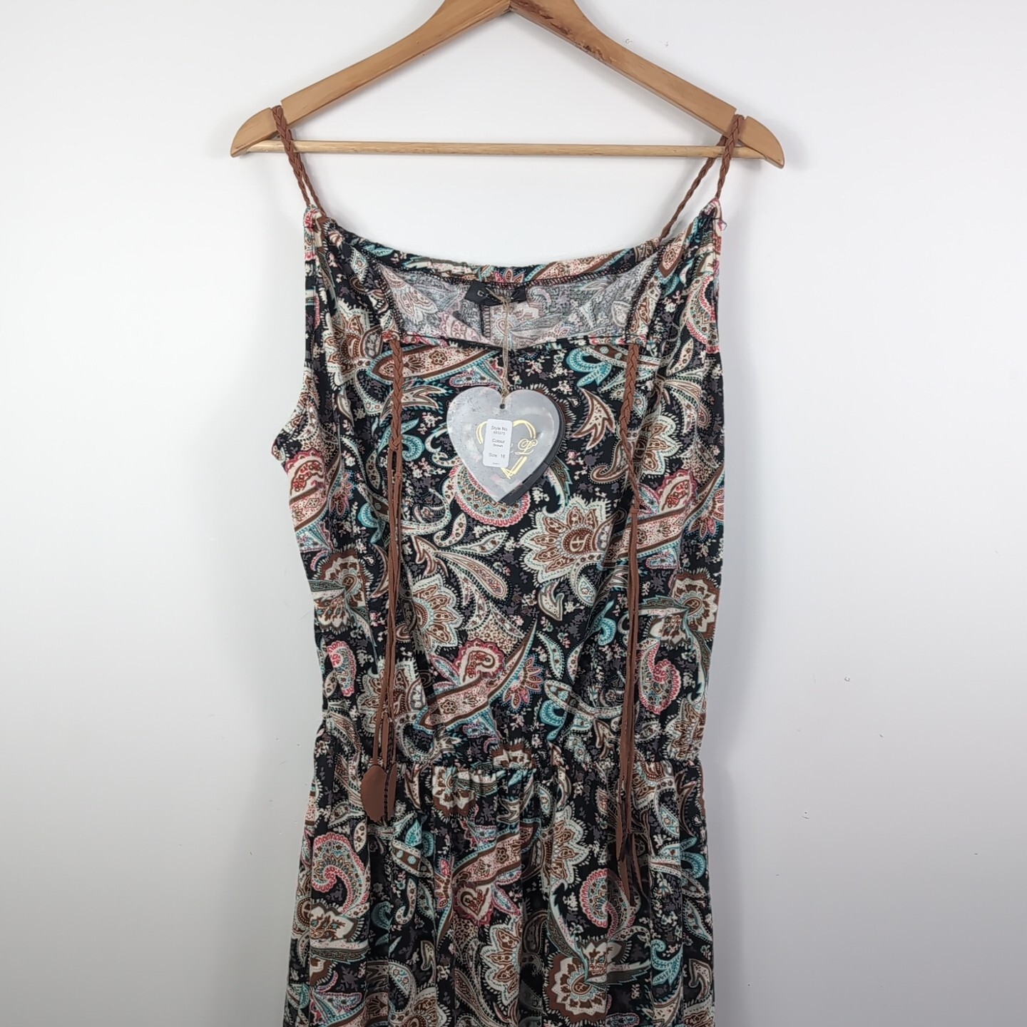 Club L Ladies Size 16 Brown Boho Style Long Dress Brand New