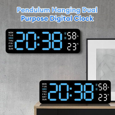 Digital LED Large Display Wall Desk Alarm Clock With Calendar Temperature Date