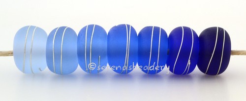 2 TRANSPARENT BLUE * with Fine Silver Wire- Lampwork Glass Beads - taneres - Picture 2 of 39
