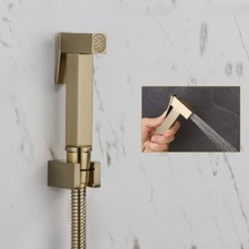 Bathroom Hand Held Shattaf Diaper Kit Wall Mount Brushed Golden Toilet Flusher