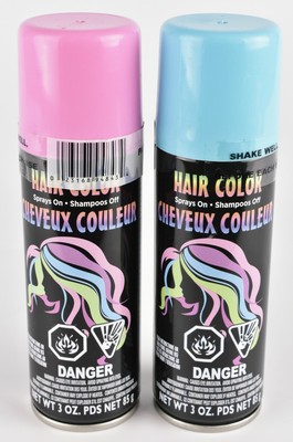 Hair Color Aerosol Spray Pastel Pink Or Blue Halloween Sports Fun World New  | Ebay