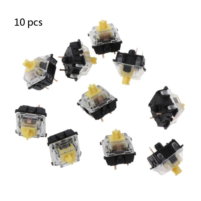 10Pcs Gateron MX 3 Pin Transparent Yellow Switches for Keyboard Cases