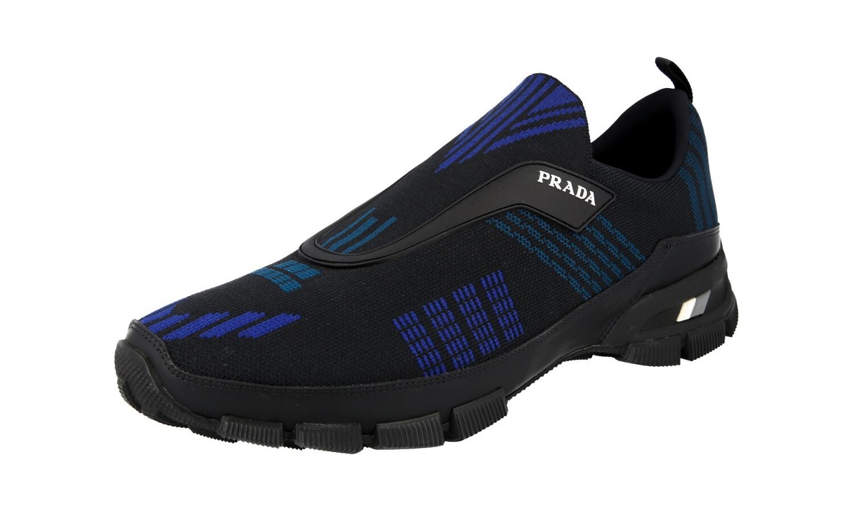 PRADA Knit Crosssection Sock Slip-on Sneakers Black Navy NEW 