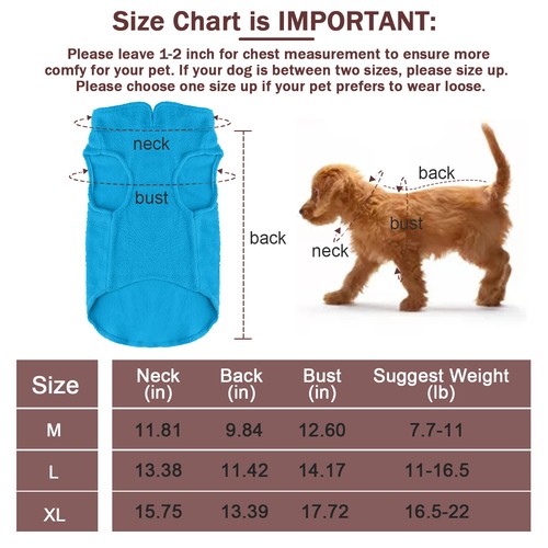 Warm Fleece Dog Vest Sweater Winter Apparel Jacket Small Medium Pet Coat Clothes - Picture 19 of 36