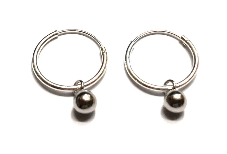 ORECCHINI CERCHIETTO CON PENDENTE PALLINA IN ARGENTO 925 - Immagine 2 di 2