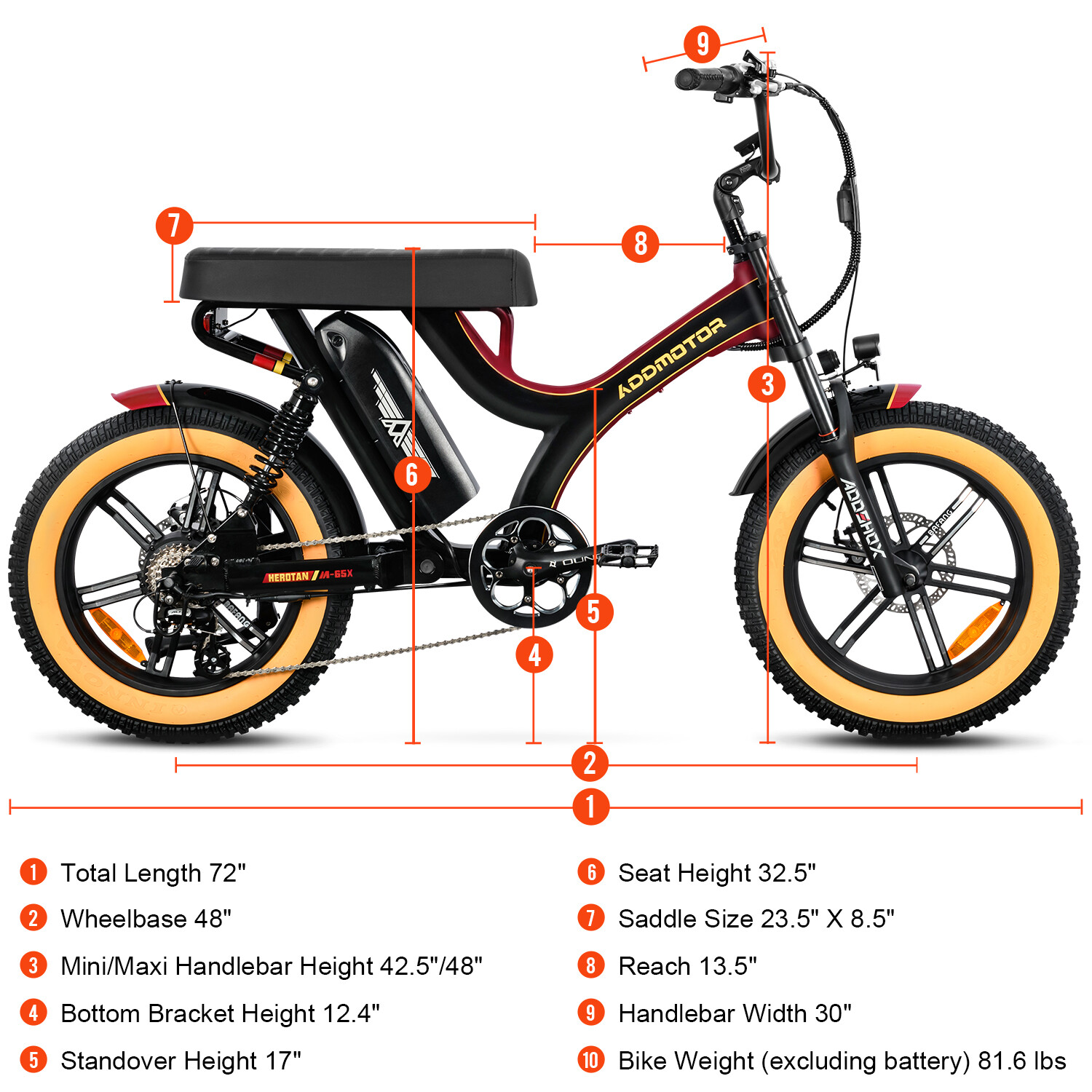 Addmotor Electric Bicycle Dual Suspension 750W 48V 20Ah 105mile City