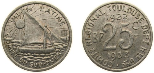France 1922 25 Centimes Aluminium AU