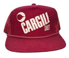 Vintage Cargill Salt Corduroy Snapback Maroon Hat NOS