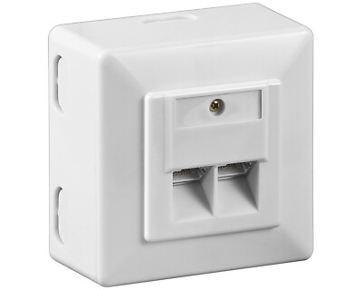 Goobay  CAT 6 Aufputz Netzwerk Anschluß Dose 2x RJ45 LSA weiß Aufputzdose