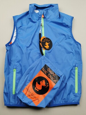 Save the Duck Herren Größe L ultraleichte Jacke Weste (NEU MIT ETIKETT) Nylon blau verpackbar