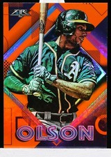 2020 Topps Fire Matt Olson Base Orange Foil #067/299 Athletics
