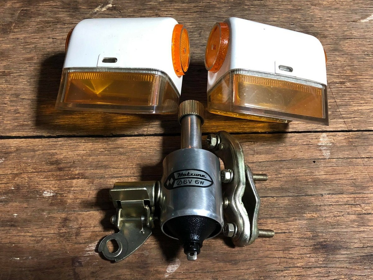 vintage 80s bike bicycle front headlight set with dynamo