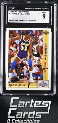 Magic Johnson vs. Michael Jordan 1991-92 Upper Deck #34 Bulls Lakers CGC 9