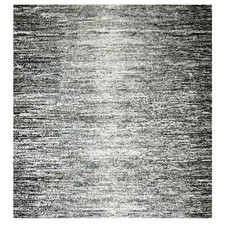 6'1"x6'1" Black Wool/Silk Hand Knotted Striae Design Square Oriental Rug R75284