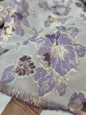 LAVENDER GOLD BROCADE FABRIC SOLD BY THE YARD WHITE ORGANZA FASHION PROM BRIDAL