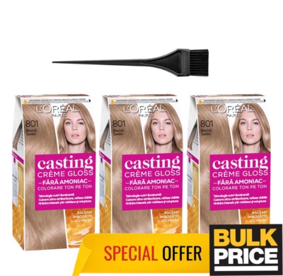 L'Oreal Casting Creme Gloss 801 Satin Blond Haarfarbe 3-pack Ammoniak Frei