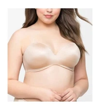 CURVY COUTURE Bombshell Nude Smooth Strapless Uplift Bra , US 38G, UK 38F, NWOT