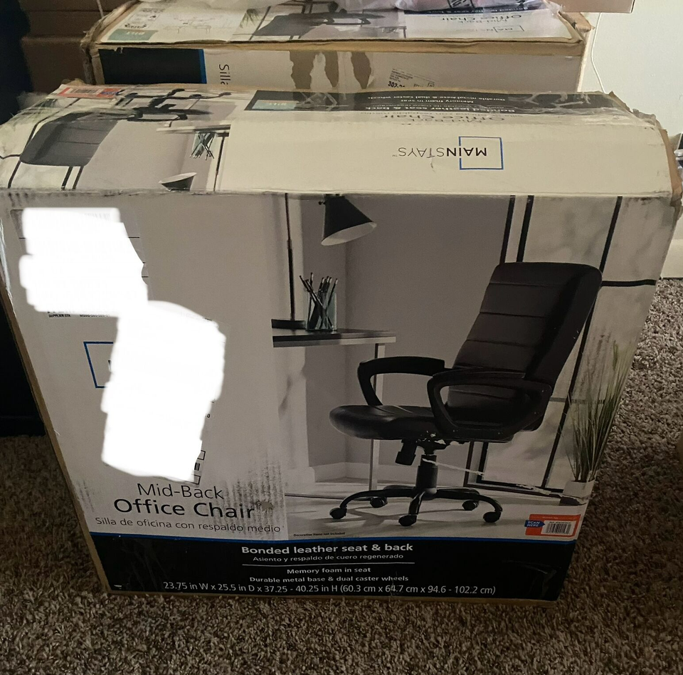 Mainstays MidBack Manager's Office Chair, Bonded Leather, Multiple