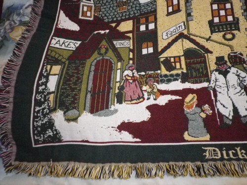 Dicken's Village Woven Tapestry Throw Blanket 67x45 Christmas Winter Scene - Picture 5 of 10