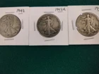 Walking Liberty Half Dollar 1942 P, D S Mint Lot of 3 90% Silver Nice! See Pics