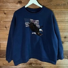 Vintage Navy blue crewneck sweatshirt with American flag and eagle graphic