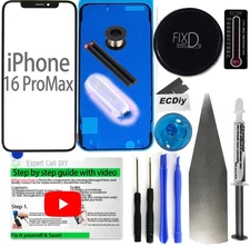 For Apple iPhone 16 Pro Max Screen Lens Front Glass Only Replacement Kit Guide