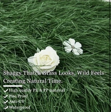 4pc XLX TURF Artificial Grass Thatch 11”x11/4” Green Mats for DIY Crafts Project