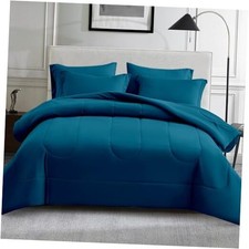 Size Comforter Set 7 Pieces Bed in a Bag - Down Alternative Bed Set Queen Teal