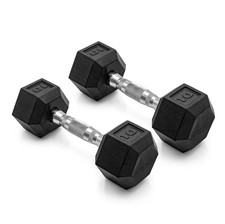 10 lb Rubber Hex Dumbbells Pair, No-Roll Design, Ergonomic Steel Handles