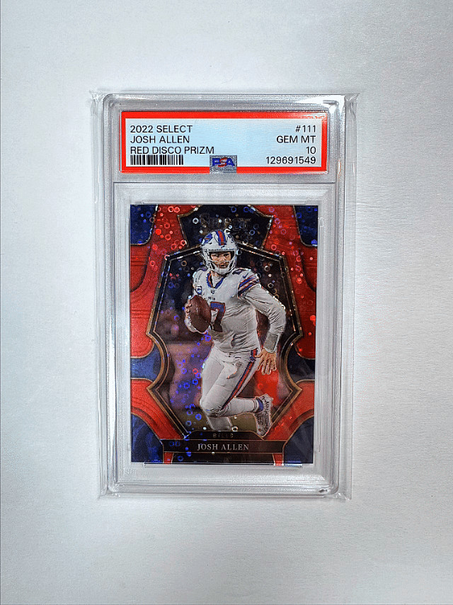 2022 Panini Select - Premier Level Josh Allen #111 Red Disco Prizm /49 - PSA 10