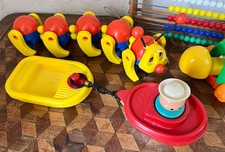 Lot Vintage 70s 80s Fisher Price Tomy Toys Caterpillar Turtle Abacus Boat Props