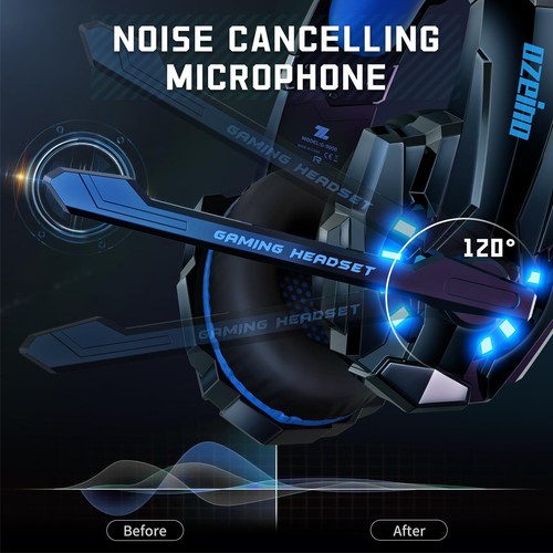 Cuffie Gaming per Ps4 Ps5 3D Surround Sound Cancellazione Rumore Cuffie - Foto 3 di 5