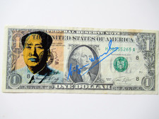 a)ANDY WARHOL: US 1$ BANKNOTE ORIGINAL SIGNIERT, ZERTIFIZIERT, USPS- FEB 10.1987