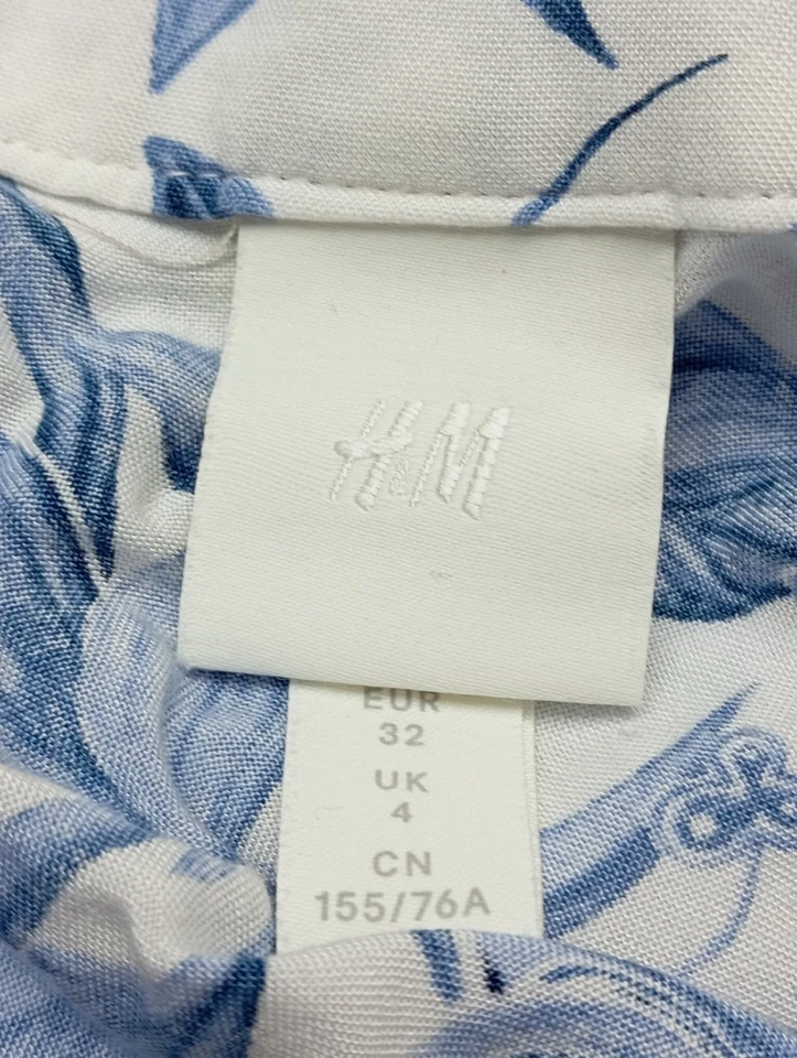 H&M Blouse-chemisier Dames Blouse T EU 32 blanc-bleu style décontracté - Photo 4/4