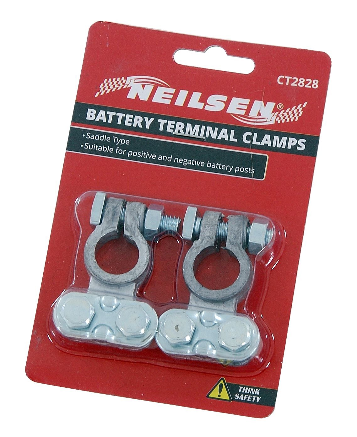 2pc Car Battery Terminal Connector Clamps Universal Fit Screw Positive Negative