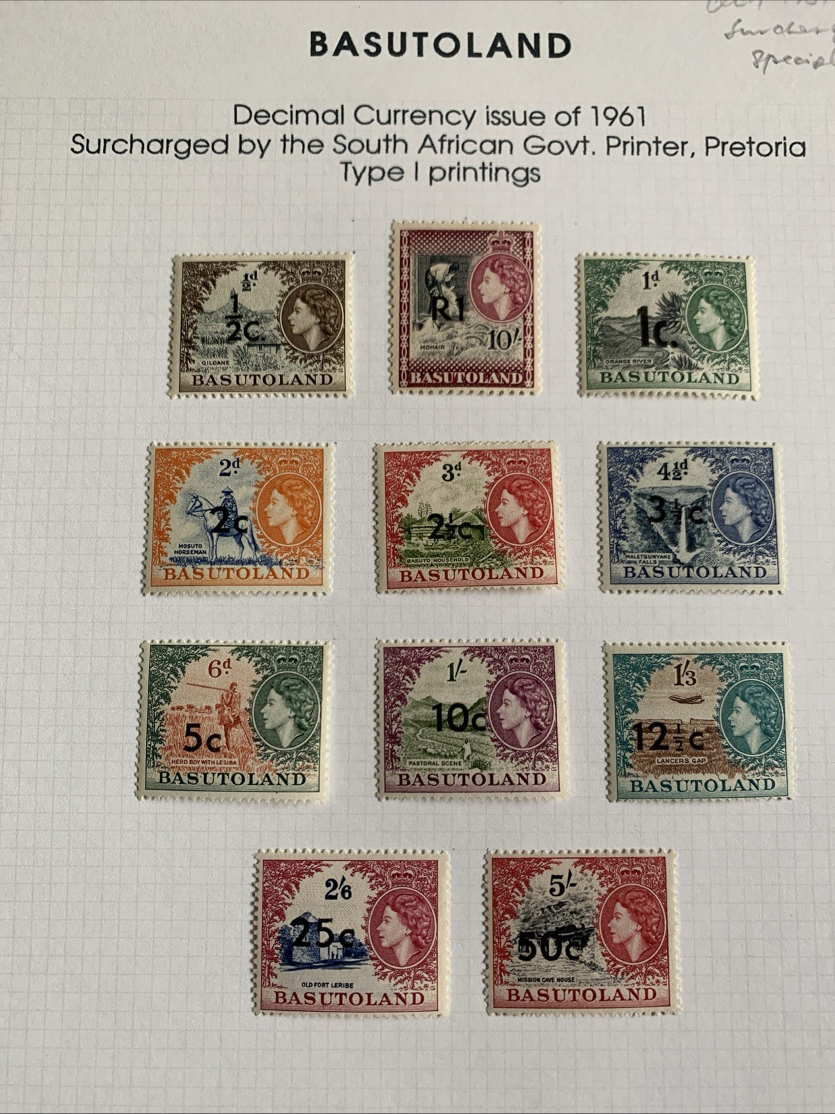 British Commonwealth BASUTOLAND 1961-63 QEII Overprints Specialised Mint Hinged
