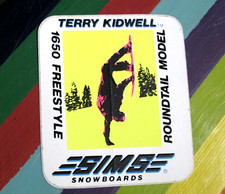vtg  1980s 1990s Sims snowboards sticker - pros Salasnek Kidwell Clark +