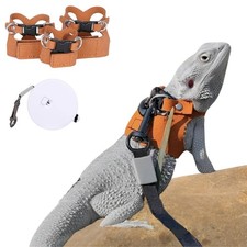 3 Pack Bearded Dragon Harness and Leash Set - Adjustable Soft Leather Lizard ...