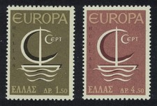 Greece Symbolic Ship Europa 2v 1966 MNH SG#1021-1022 MI#919-920 Sc#862-863