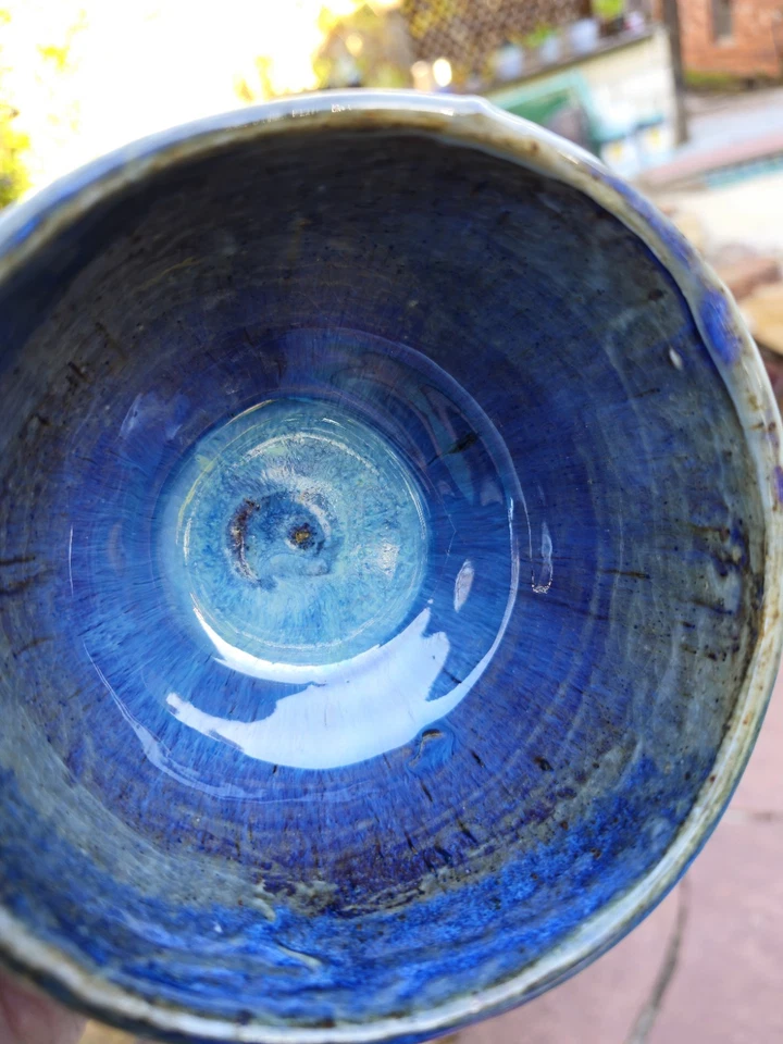 Tazón de té Chawan estilo japonés fuego azul con patas hecho a mano cerámica cerámica ARTE  Foto 4 de 4