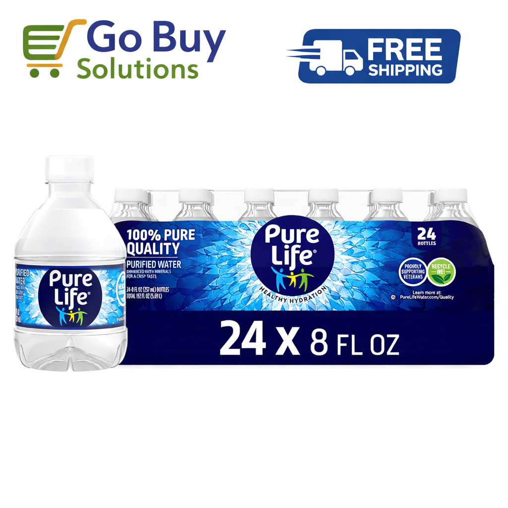 Pure Life, Purified Water, 8 Fl Oz, Plastic Bottled Water, 24 Pack *FRESH*
