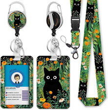 Cat Lanyards for ID Badges, Badge Holder Retractable Reel Clip