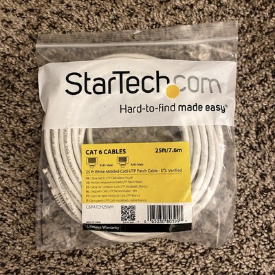 New StarTech.com Cat 6 Internet Cable 25 ft RJ45 Male to RJ45 Male ATL White