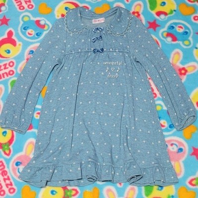 Mezzo Piano polka dot marled knit long sleeve dress peter pan collar velvet bows
