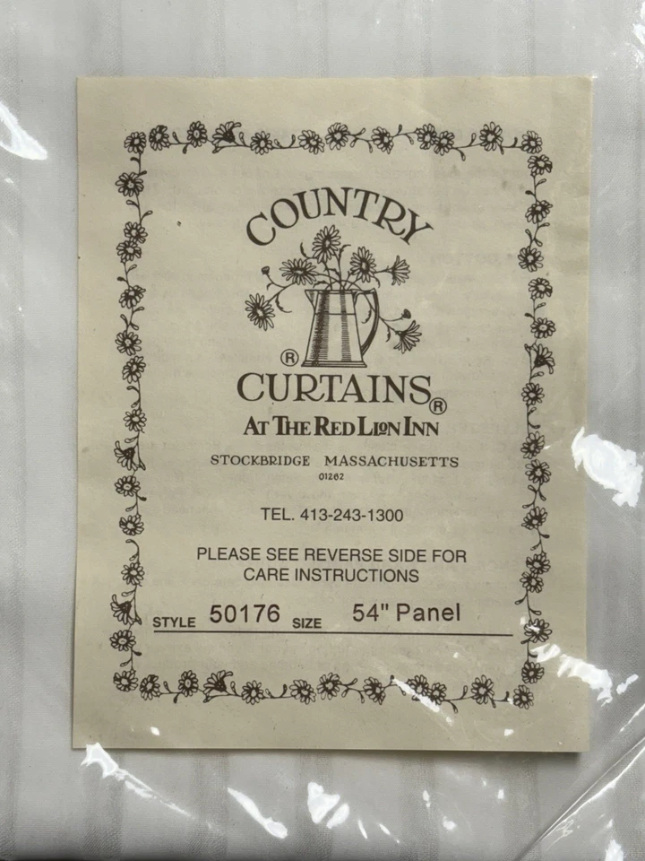 "Cortinas Country Red Lion Inn Stockbridge MA 54"" Panel Rayas Blancas NUEVO Foto 2 de 4