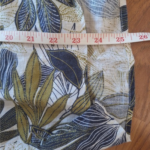 Tahari Tropical Linen Blouse Button Up Short Sleeve Coastal Beach XL - Picture 10 of 10