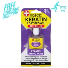 Nail-Aid Keratin 3 Day Growth Nail Treatment & Strengthener, Clear, 0.55 Fl Oz
