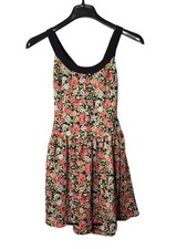 Patricia Jones USA Ann Taylor Mini Dress Size 2 Fit & Flare Floral Open Back Tie