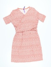 Séraphine Women’s Orange Geometric Wrap Maternity Dress Size 14