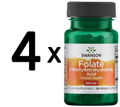 4 x Swanson Folate (5-Methyltetrahydrofolic Acid), 800mcg - 30 (127,72 EUR/kg)